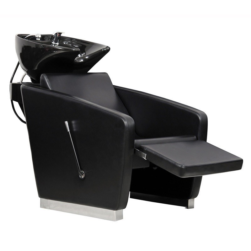 Pair black shampoo salon chairs